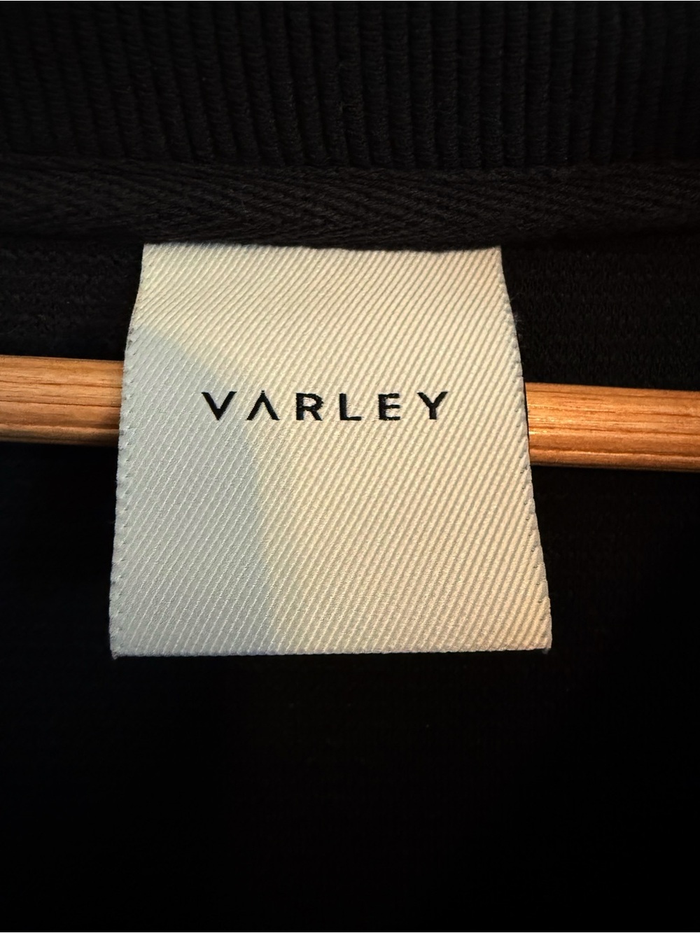 Anthropologie Varley Vine Black Zip-Front Sweatshirt with Gold Trim - Picture 4 of 14